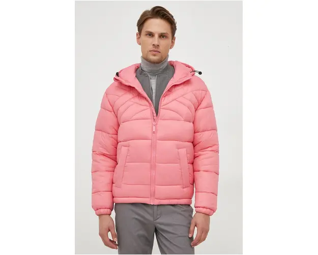 United Colors of Benetton geaca culoarea roz, de iarna, oversize