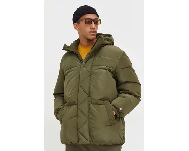 Tommy Jeans geaca barbati, culoarea verde, de iarna