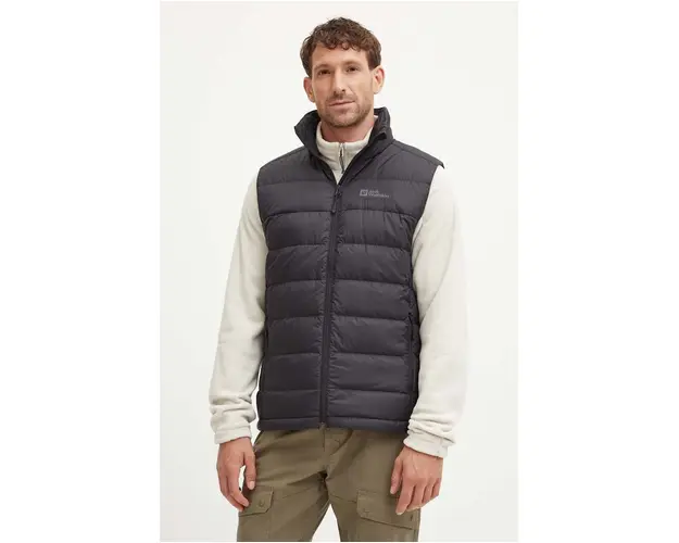Jack Wolfskin vesta sport cu puf Ather culoarea negru, de tranzitie, 1207691