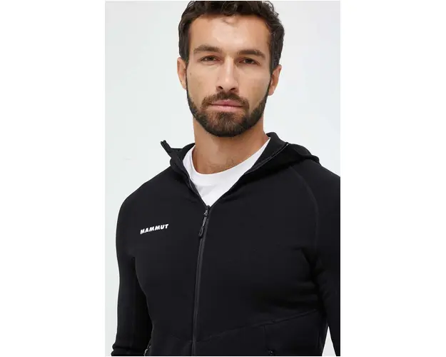 Mammut hanorac Aconcagua ML Hooded culoarea negru, cu gluga, neted