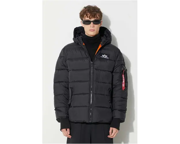 Alpha Industries geaca Hooded Puffer Alpha FD barbati, culoarea negru, de iarna