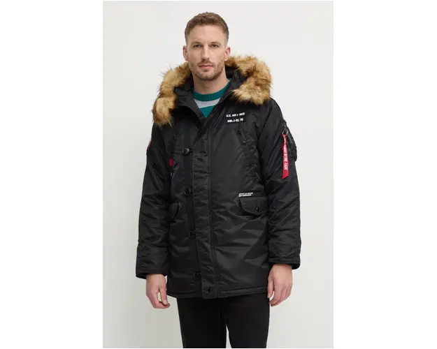 Alpha Industries hanorac N3B Airborne barbati, culoarea negru, de iarna 188141.03