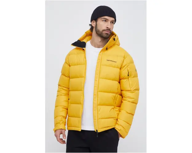 Peak Performance geaca de puf barbati, culoarea galben, de iarna