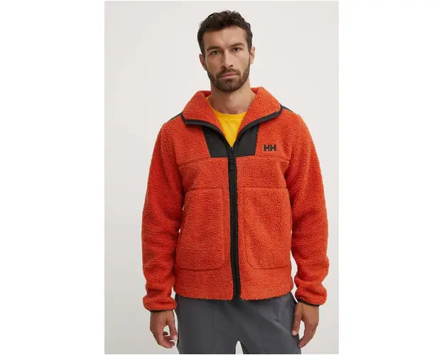 Helly Hansen bluza EXPLORER PILE JACKET barbati, culoarea portocaliu, uni 53987