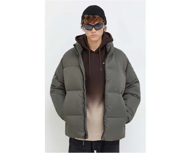 Abercrombie & Fitch geaca barbati, culoarea verde, de iarna, oversize