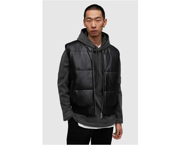 AllSaints vesta ML007Y NARO PUFFER JACKET barbati, culoarea negru, de tranzitie