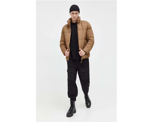 Hollister Co. geaca cu doua fete barbati, culoarea maro, de iarna