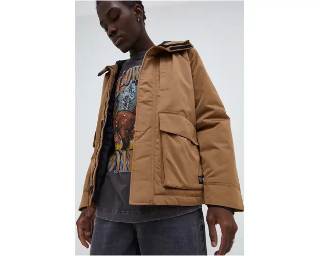 Hollister Co. geaca barbati, culoarea maro, de tranzitie