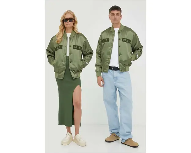 The Mercer Brand geaca bomber culoarea verde, de tranzitie, oversize
