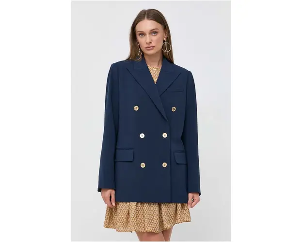 MICHAEL Michael Kors sacou culoarea albastru marin, cu doua randuri de nasturi, neted