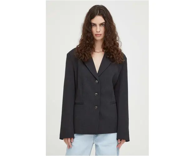 Herskind sacou din lana culoarea gri, un singur rand de nasturi, neted