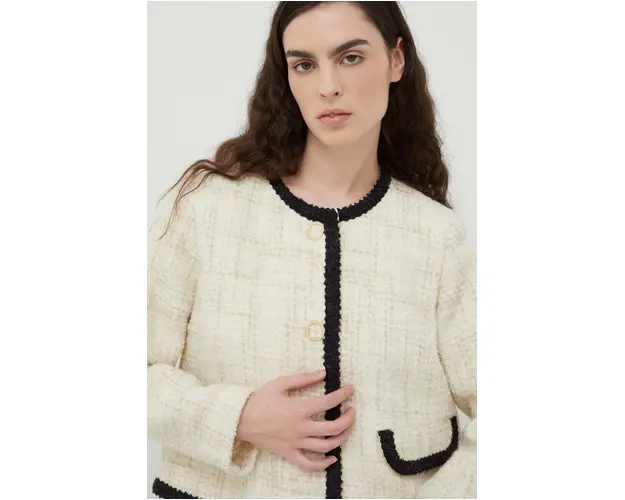 BA&SH sacou din lana culoarea bej, un singur rand de nasturi, neted