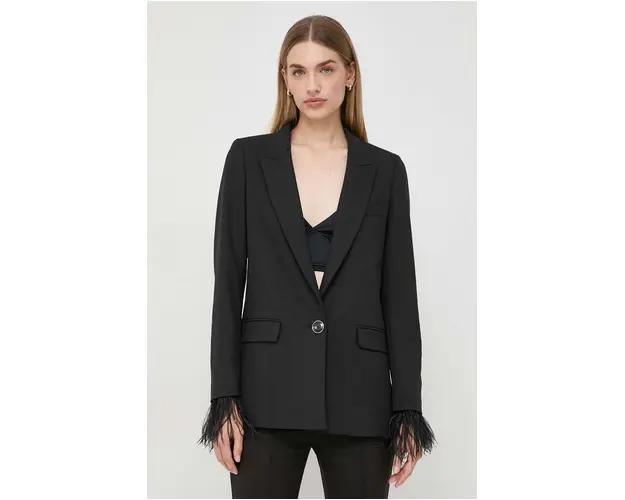 Marella sacou culoarea negru, un singur rand de nasturi, neted