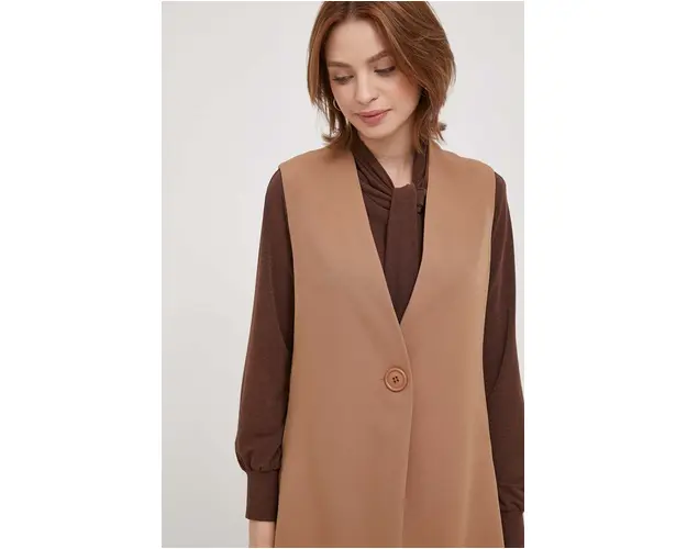 Artigli vesta culoarea maro, un singur rand de nasturi