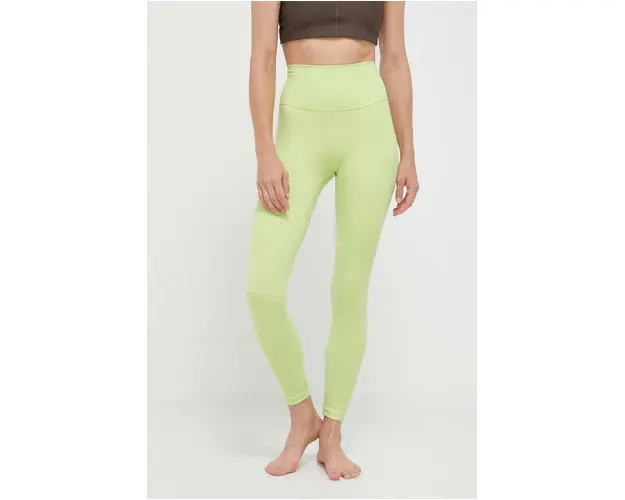 adidas Performance jambiere de yoga Studio culoarea verde, neted