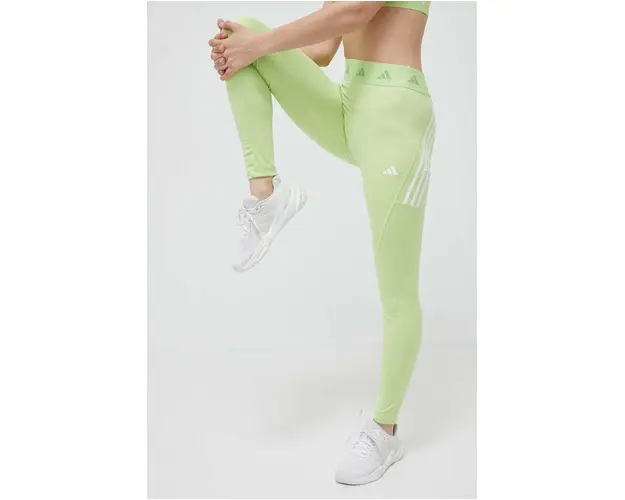 adidas Performance leggins de antrenament Techfit Hyperglam culoarea verde, cu imprimeu