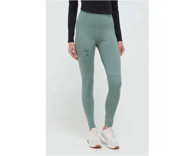 Puma leggins de alergare Seasons culoarea verde, neted