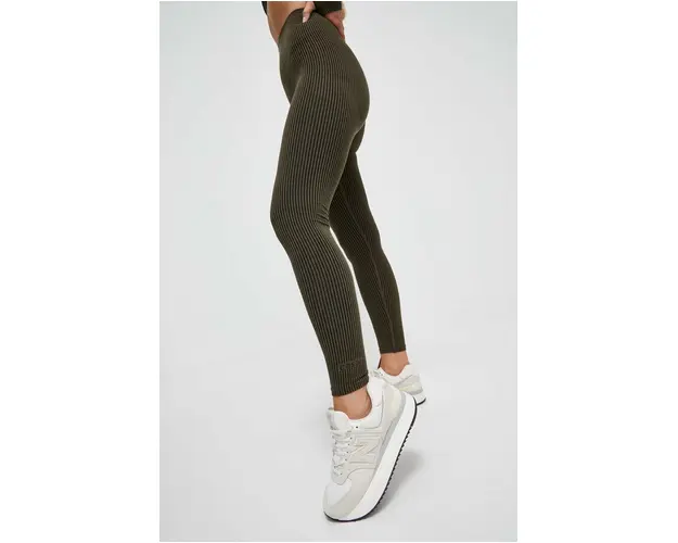 Casall leggins de antrenament Wool Rib culoarea verde, neted