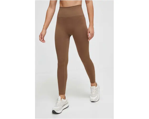 Casall jambiere de yoga Seamless Graphical Rib culoarea maro, neted
