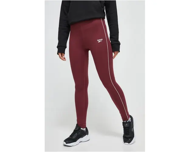 Reebok colanti femei, culoarea bordo, neted