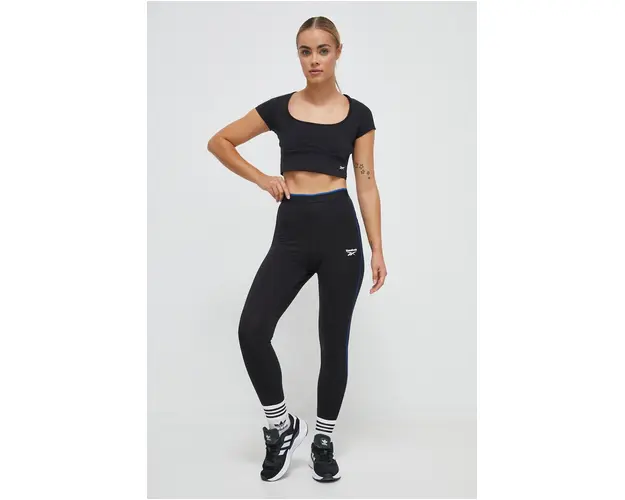 Reebok colanti femei, culoarea negru, neted