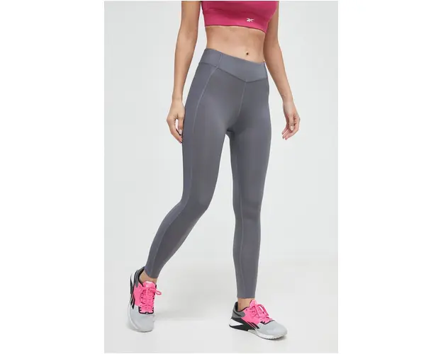 Reebok jambiere de yoga culoarea gri, neted