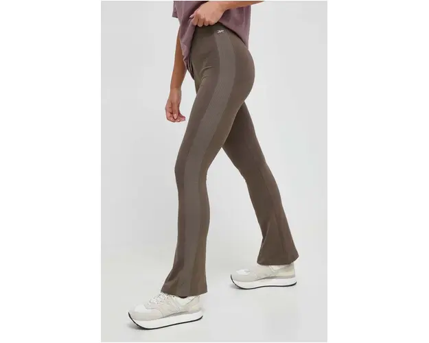 Reebok Classic colanti femei, culoarea maro, neted