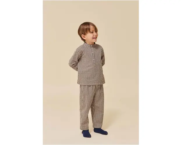 Konges Sløjd pantaloni de bumbac pentru copii culoarea maro, modelator