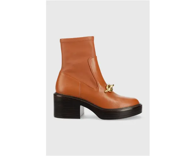 Coach cizme de piele Kenna femei, culoarea maro, cu toc drept, CK031