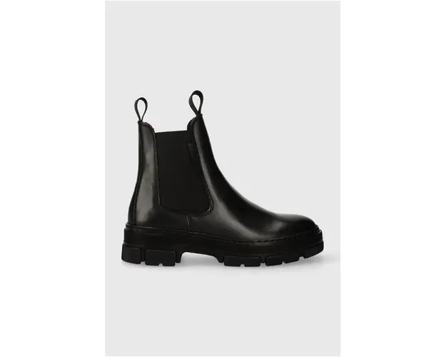 Gant cizme de piele Monthike femei, culoarea negru, cu toc plat, 27551355.G00
