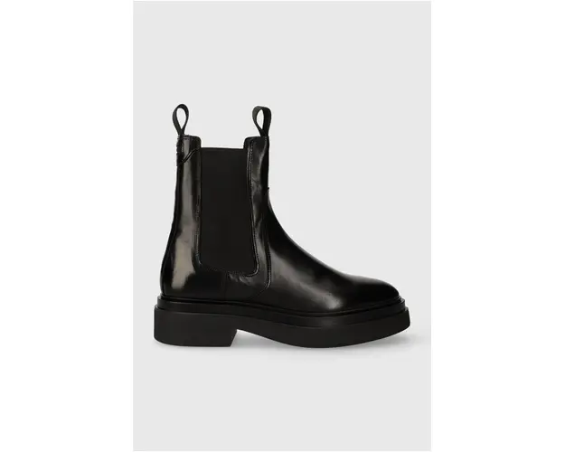 Gant ghete chelsea de piele Zandrin femei, culoarea negru, cu platforma, 27551400.G00