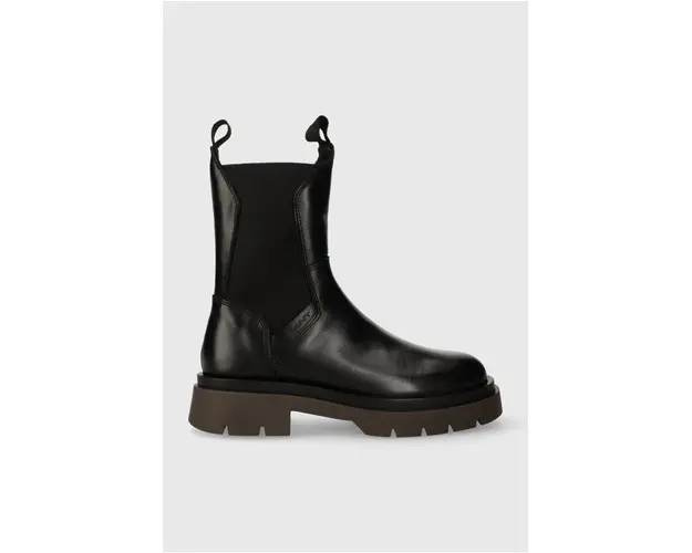 Gant ghete chelsea de piele Meghany femei, culoarea negru, cu toc plat, 27551402.G030