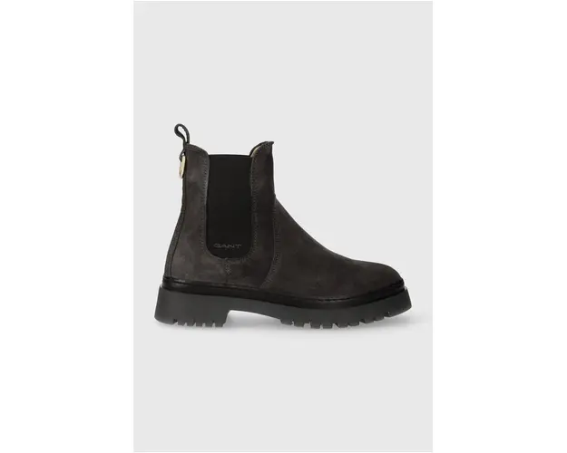 Gant cizme din piele intoarsa Aligrey femei, culoarea gri, cu toc plat, 27553441.G86