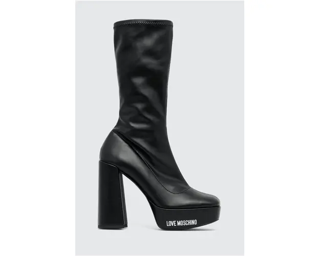 Love Moschino botine femei, culoarea negru, cu toc drept, JA2607CG1HIEZ000
