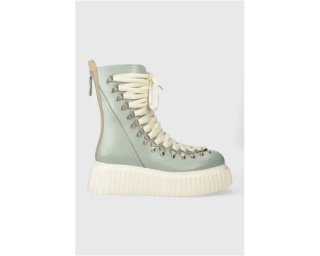 AGL cizme de piele DROMO femei, culoarea verde, cu platforma, D751501PGKI022G114