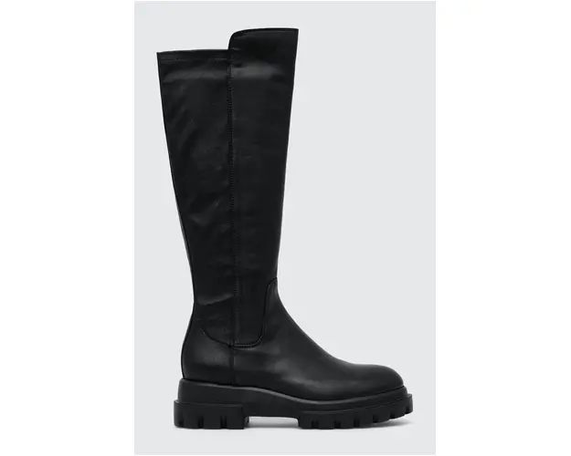 AGL ghete de piele MALIKA femei, culoarea negru, cu toc plat, D756564PGKA1121049