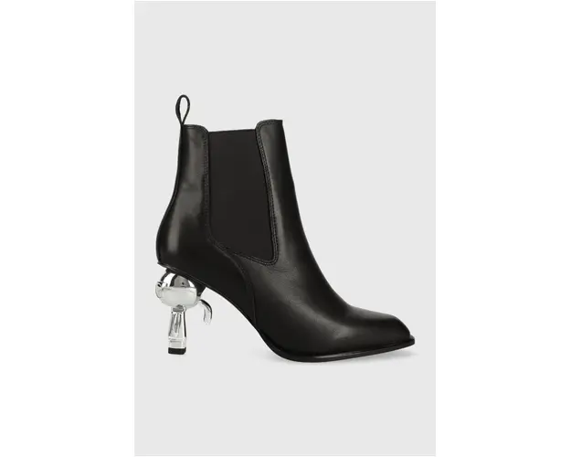 Karl Lagerfeld ghete chelsea de piele IKON HEEL femei, culoarea negru, cu toc drept, KL39060