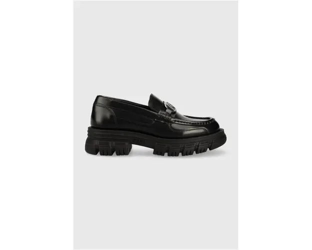 Karl Lagerfeld mocasini de piele PRECINCT KL femei, culoarea negru, cu platforma, KL43823