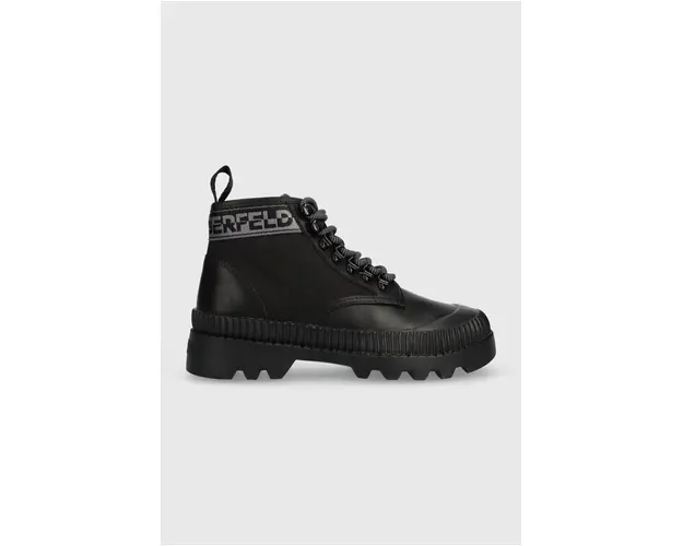 Karl Lagerfeld botine TREKKA II femei, culoarea negru, cu toc plat, KL42533