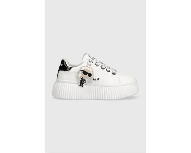 Karl Lagerfeld sneakers din piele KREEPER LO culoarea alb, KL42376N