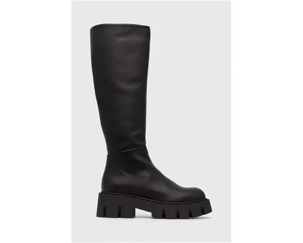 Copenhagen ghete de piele femei, culoarea negru, cu toc plat, CPH138 vitello