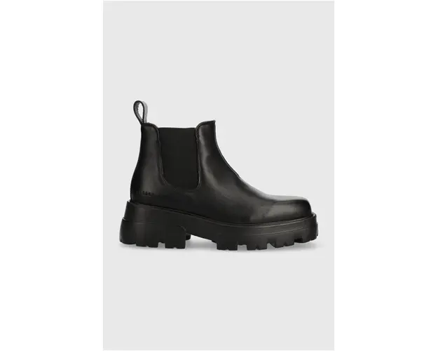 Copenhagen ghete chelsea de piele femei, culoarea negru, cu toc plat, CPH155 vitello
