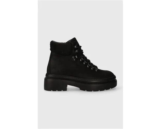 Copenhagen cizme din piele intoarsa femei, culoarea negru, cu platforma, CPH262 waxed nabuc