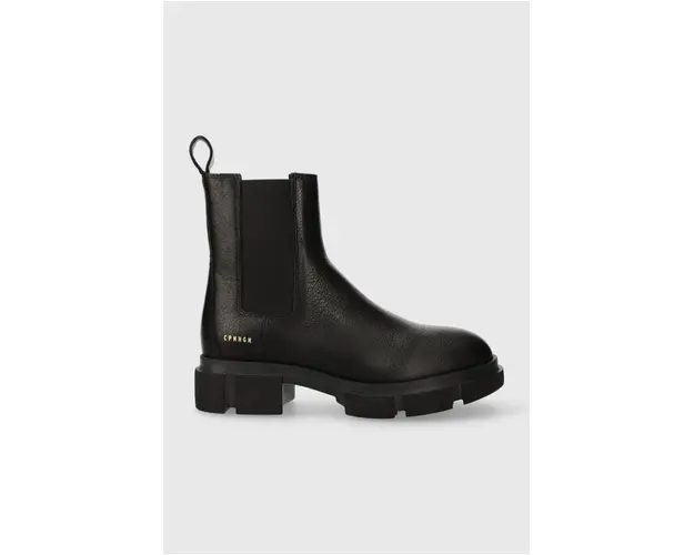 Copenhagen ghete chelsea de piele femei, culoarea negru, cu toc plat, CPH570