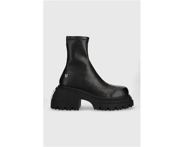 Naked Wolfe botine Secret femei, culoarea negru, cu toc drept