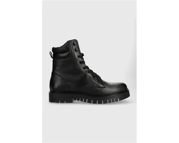 Tommy Jeans bocanci TJW LACE UP BOOT femei, culoarea negru, cu platforma, EN0EN02314