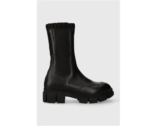 Karl Lagerfeld ghete chelsea de piele ARIA femei, culoarea negru, cu platforma, KL43280F