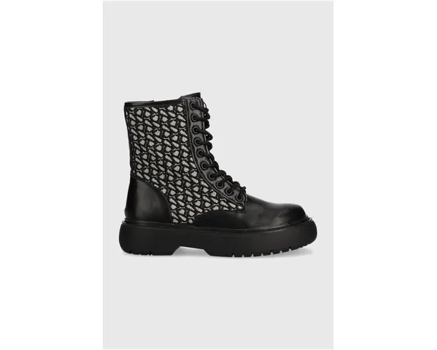 Pepe Jeans bocanci YOKO JACQUARD femei, culoarea negru, cu platforma, PLS50505