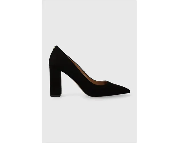 BOSS tocuri din piele intoarsa Janet Pump 90 culoarea negru, cu toc drept, 50503640