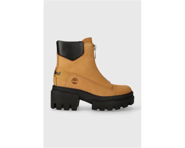Timberland cizme de piele Everleigh Boot Front Zip femei, culoarea maro, cu platforma, izolare usoara, TB0A5YHM2311